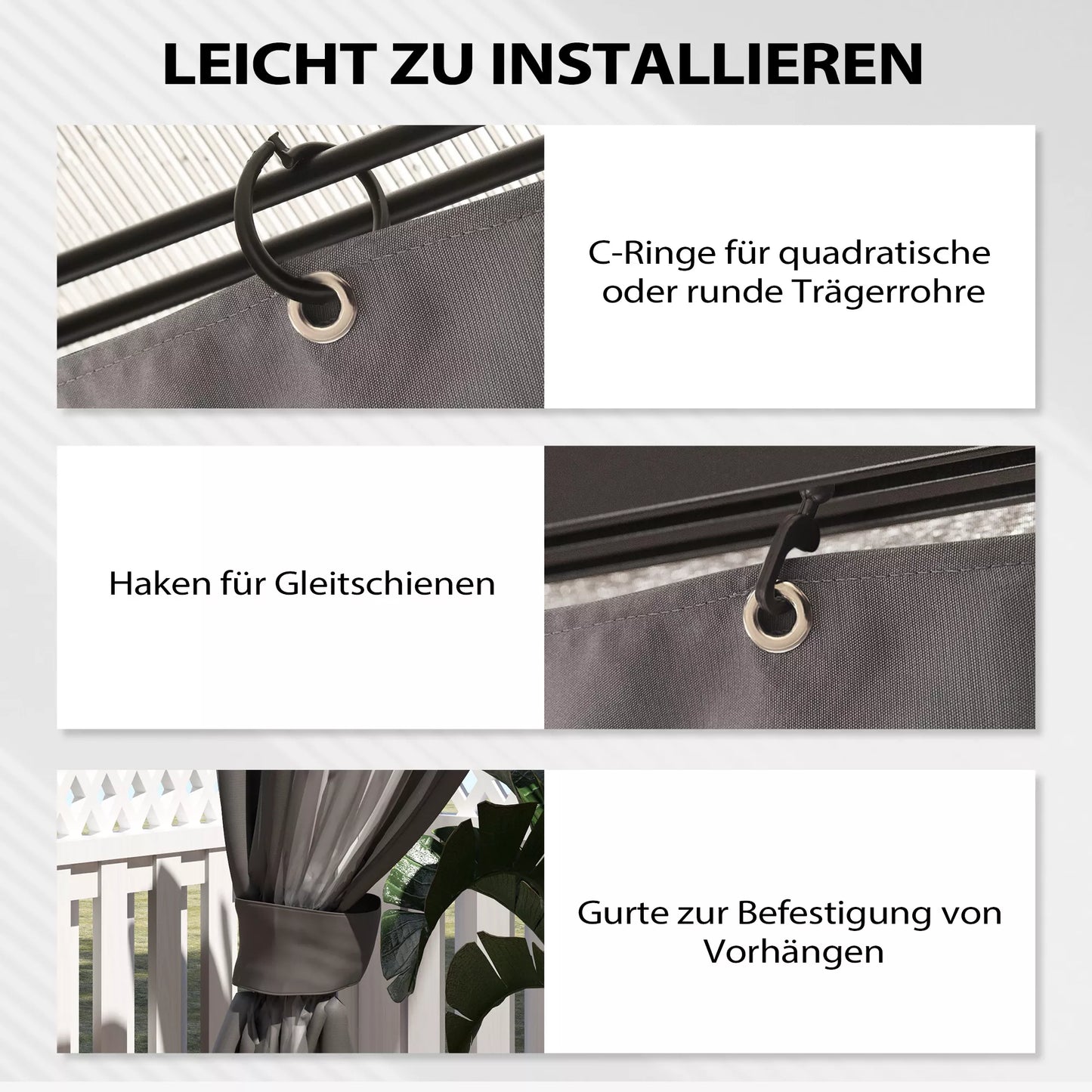 Pavilion sienos, 4 sienų panelės sodo paviljonui, su užtrauktuku, 3 x 4 m paviljonas, tamsiai pilkos spalvos