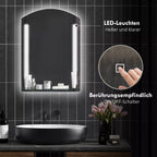 Grafika apie LED apšvietimą ir jutiklinį jungiklį