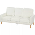 3 vietų sofa su storais pagalvėlėmis, kaučiuko medis, audinio apmušalas, minkšta sofa svetainėms, biurams, miegamiesiems, kreminė balta spalva