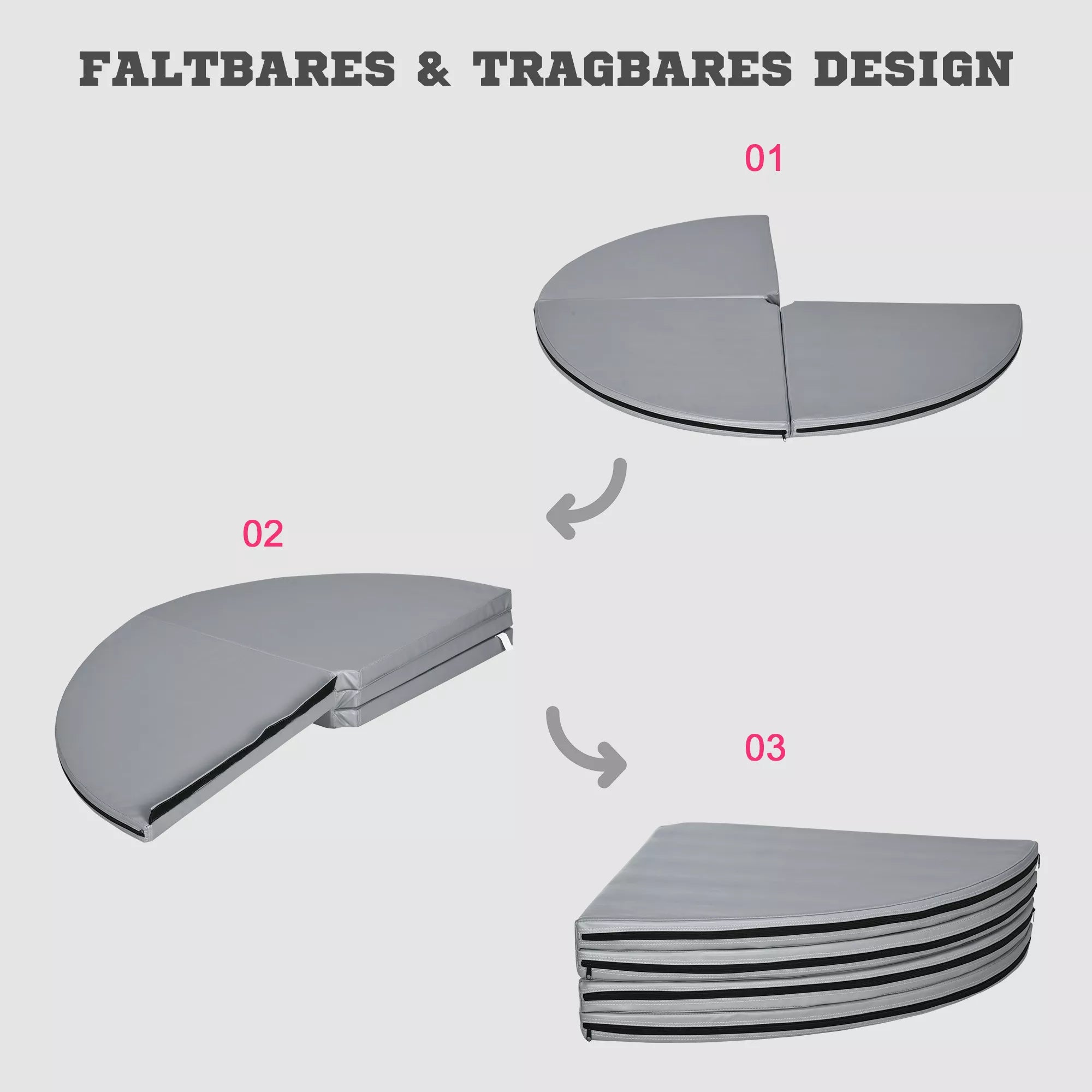 Pole dance kilimėlis, 5 cm storio apvalus plastikinis kilimėlis, skirtas pole dance pratimams, gimnastikai, jogai, šviesiai pilkos spalvos