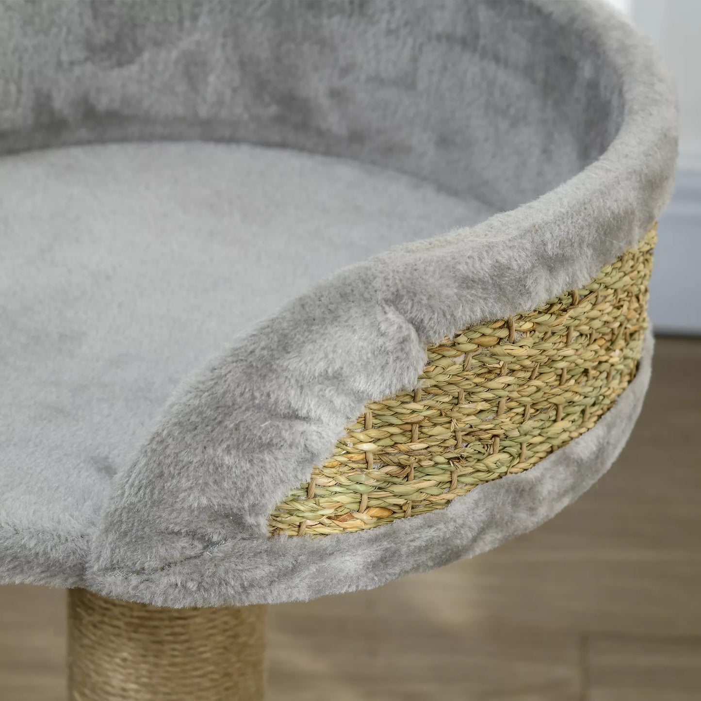 Kačių draskyklė, katės lova, katės krepšys, su žaisliniu kamuoliuku, 40 cm x 40 cm x 49 cm, Pilka