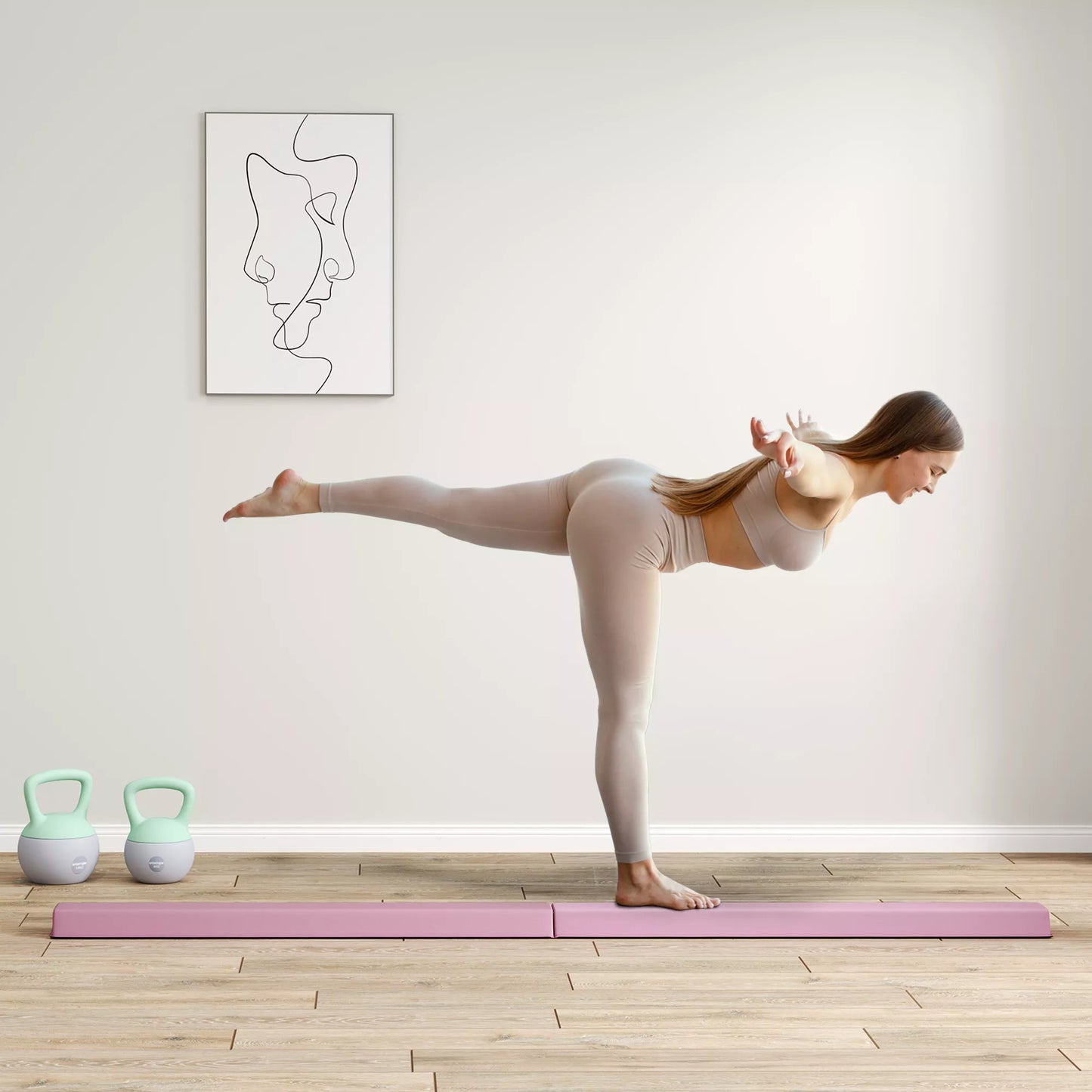 Lengvoji lenta 2,4 m, sulankstoma, neslidus pagrindas, nuo 3 metų, iki 80 kg, rožinė