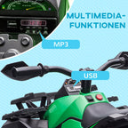 Žalio vaikų keturračio vairas su MP3 ir USB jungtimis