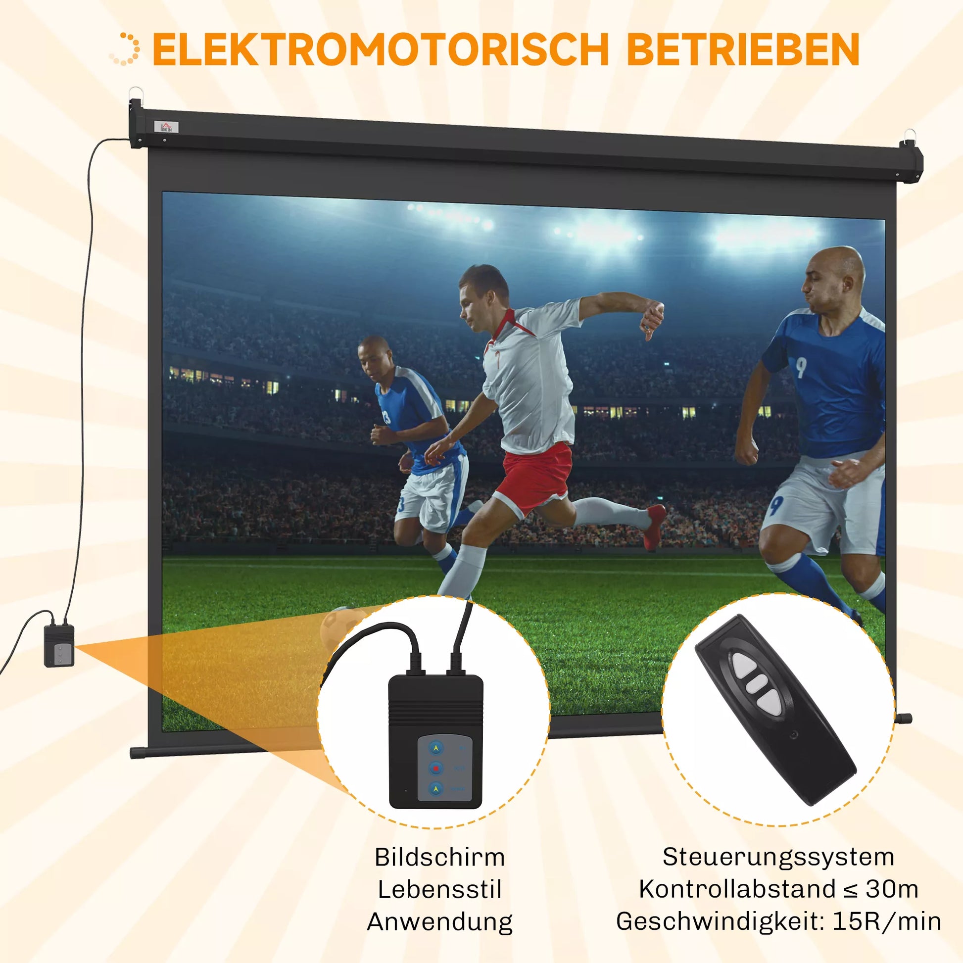 Projektoriaus ekranas, 100 colių, 4:3, 203x152 cm, juodas