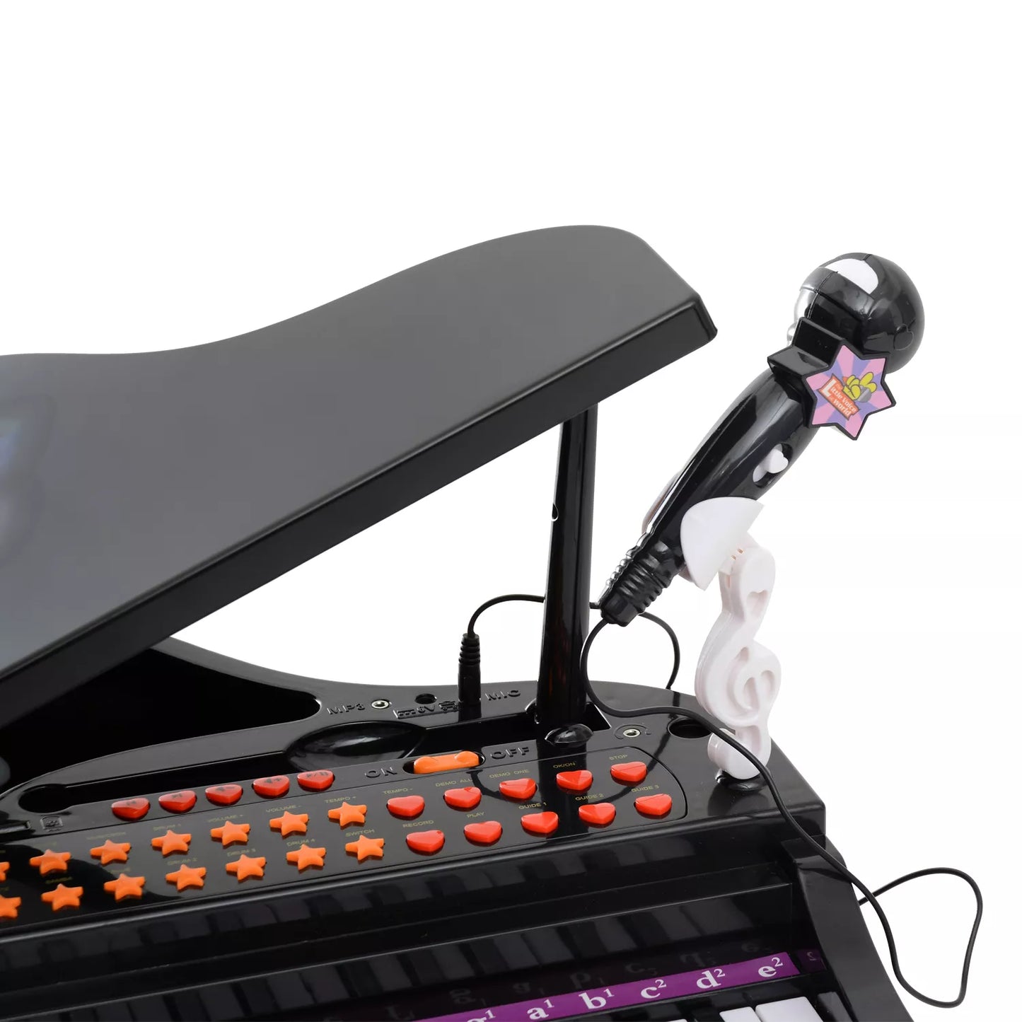 Vaikų klaviatūra su 37 klavišais, pianinas su kėdute ir mikrofonu, LED mokymo režimas, įrašymo funkcija, muzikos instrumentas 3-6 metų vaikams, Juoda