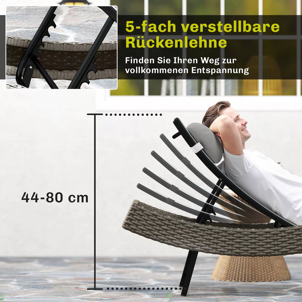 Penkių padėčių reguliuojama atlošo dalis, aukštis nuo 44 iki 80 cm.