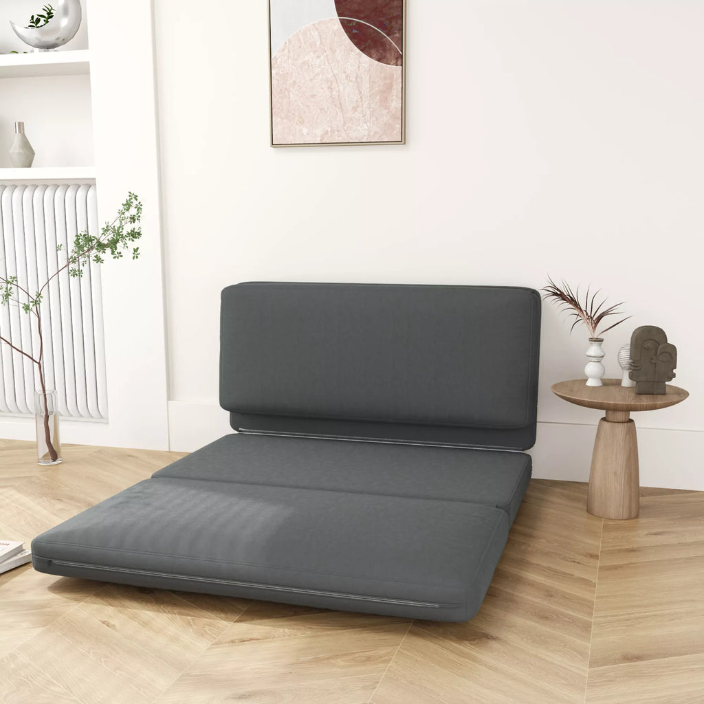 3-in-1 sulankstomas poilsio krėslas, svečių čiužinys, dalomas, 138 cm pločio, tamsiai pilkos spalvos