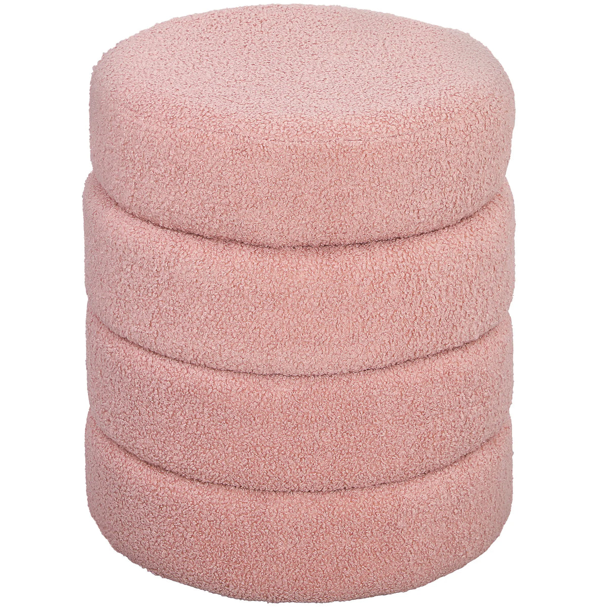 Taburetė, apvali, pliušinė, iki 120 kg, Φ40 × 45H cm, rožinė