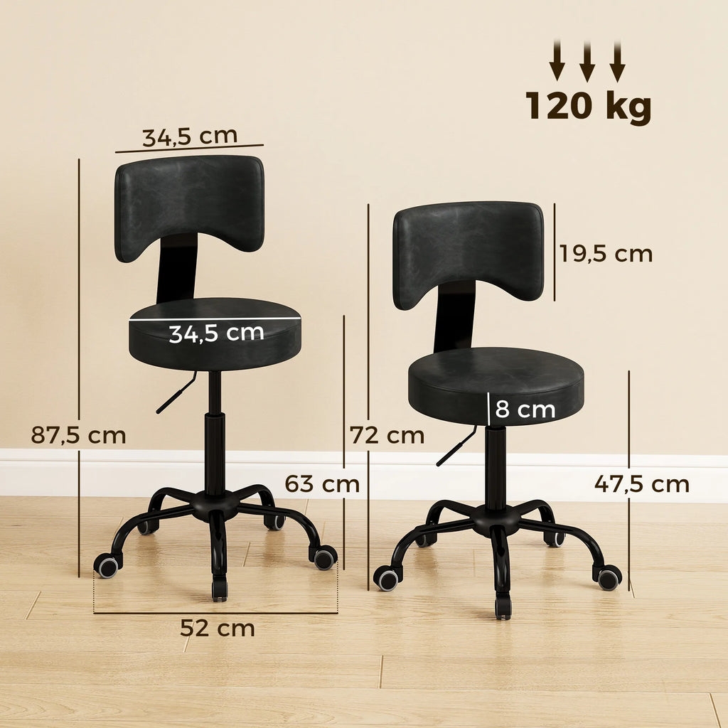 Dviejų dydžių taburečių matmenys centimetrais ir apkrova iki 120 kg
