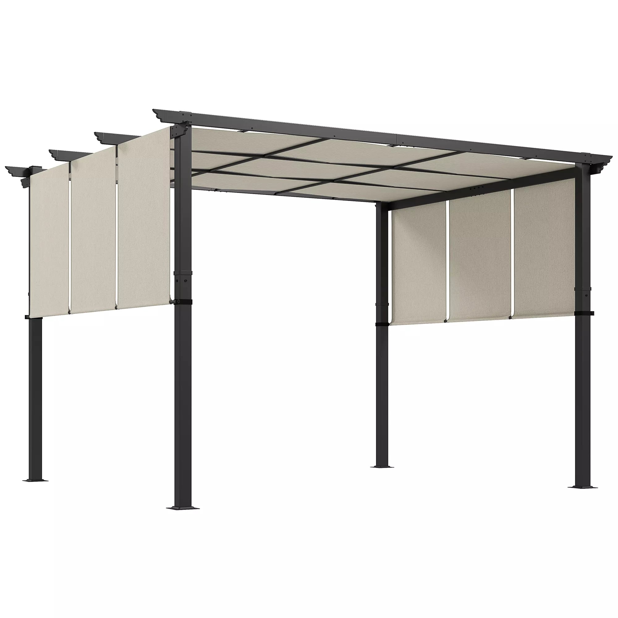 Markizė nuo saulės. Pergola, atspari oro sąlygoms, su tvirtinimo detalėmis, 3 x 3,5 m, smėlio spalvos