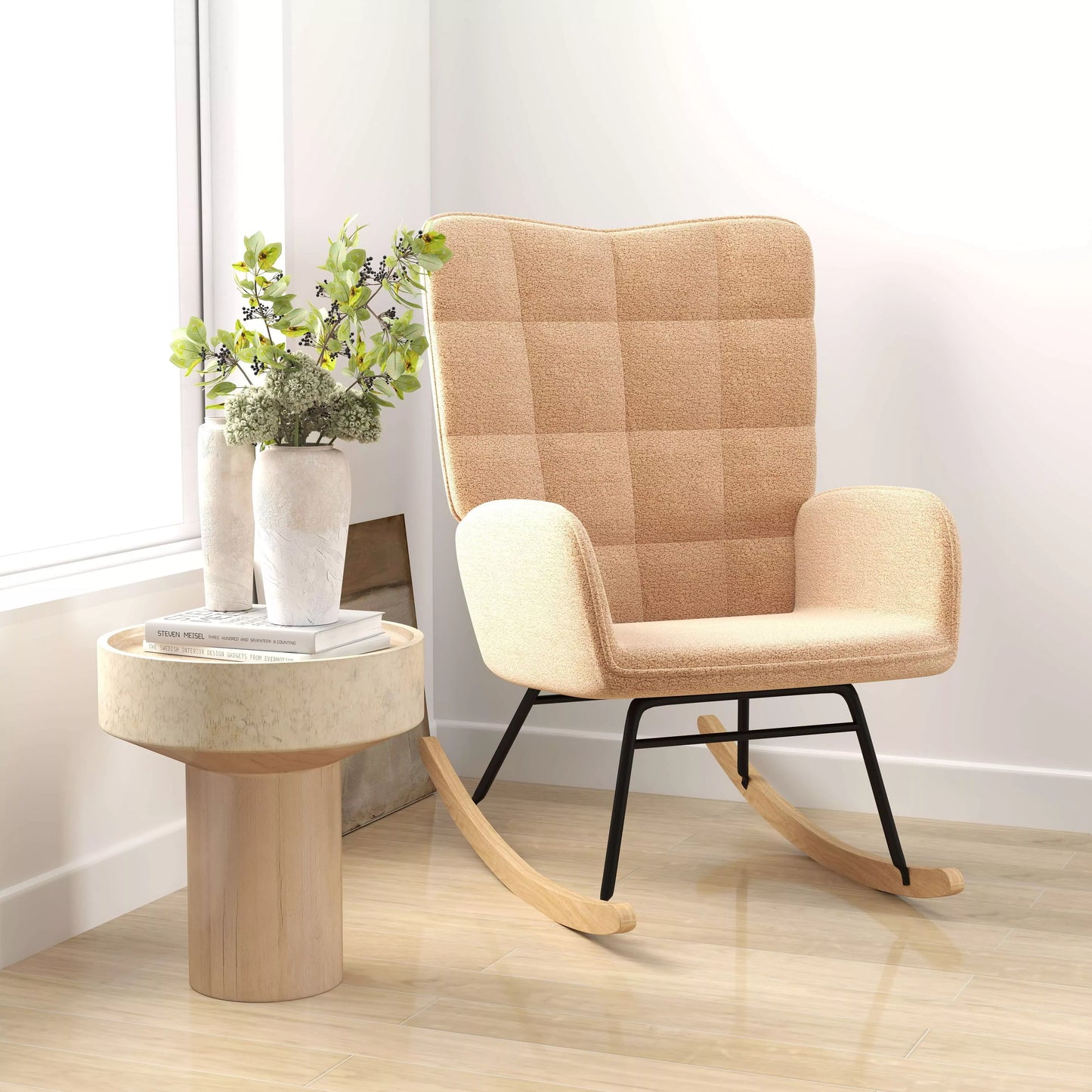 Supamas krėslas retro dizaino, masyvmedis, fotelis, poilsio krėslas, 98 cm x 71 cm x 101 cm, rudas