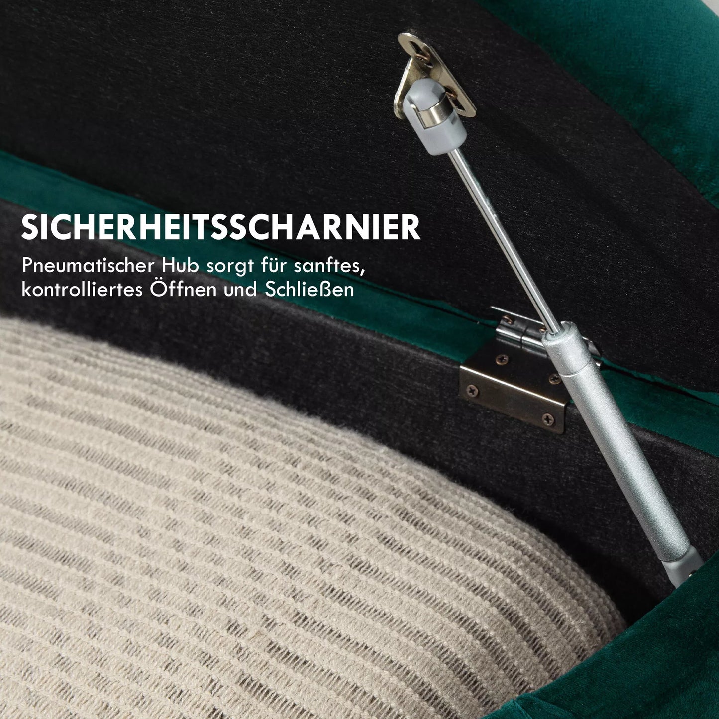 Pufas su daiktadėže, minkštas, lėtai užsidarantis dangtis, aksomo išvaizda, 120 x 46 x 42 cm, tamsiai pilkas