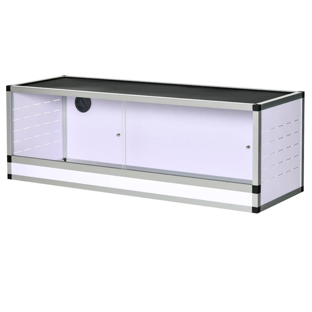 Terariumas ropliams ir varliagyviams, 120 x 40 x 40 cm, baltas/sidabrinis/juodas
