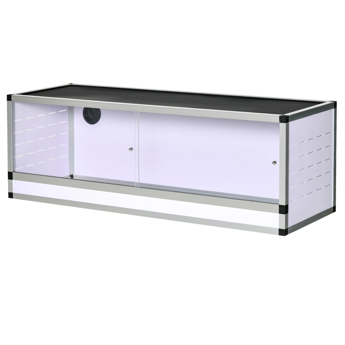 Terariumas ropliams ir varliagyviams, 120 x 40 x 40 cm, baltas/sidabrinis/juodas