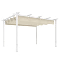 Terasos pergola su slankiojančiu stogu – 3 × 4 m, smėlio spalvos, šviesi