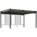 Terasos pergola su slankiojančiu stogu ir 2 šoninėmis užuolaidomis – 4 × 3 m, tamsiai pilka