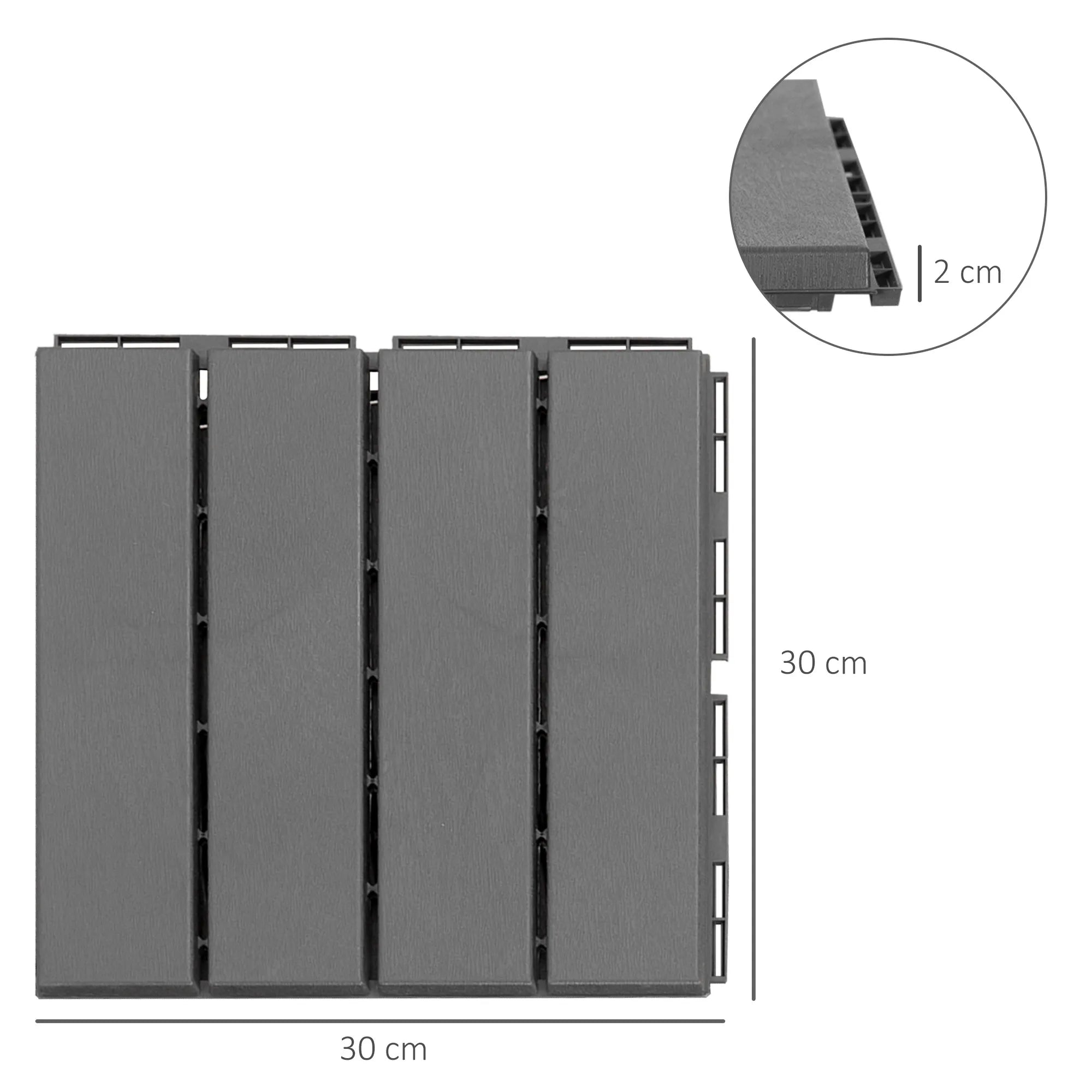 Terastos balkono plytelės su click sistema 30x30 cm 9 vnt. 0,81 kv. m juodos