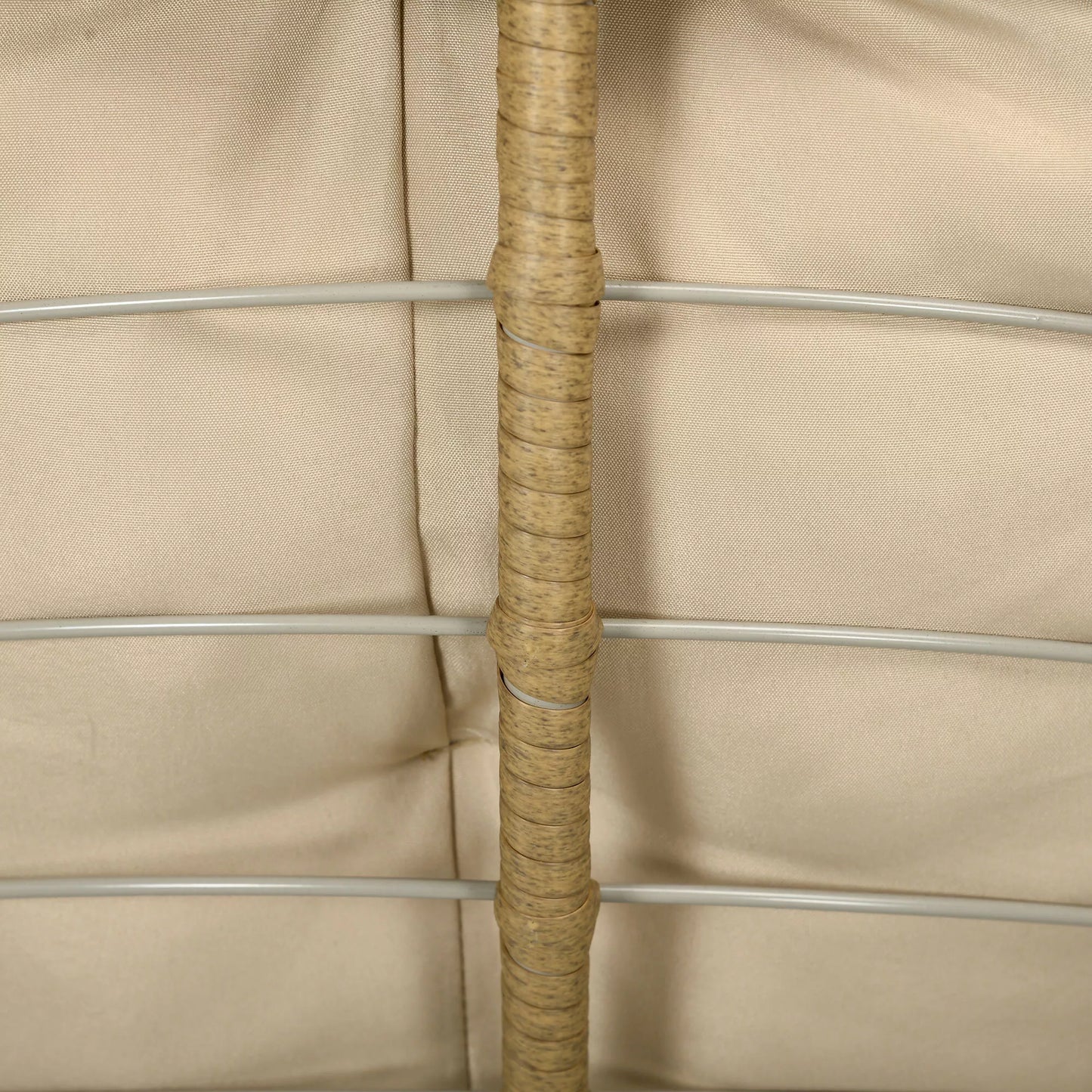 Krepšinio kėdė Rotango kėdė Lauko kėdė, boho stiliaus, atspari oro sąlygoms, 85 cm x 70 cm x 82 cm, kreminė + natūrali