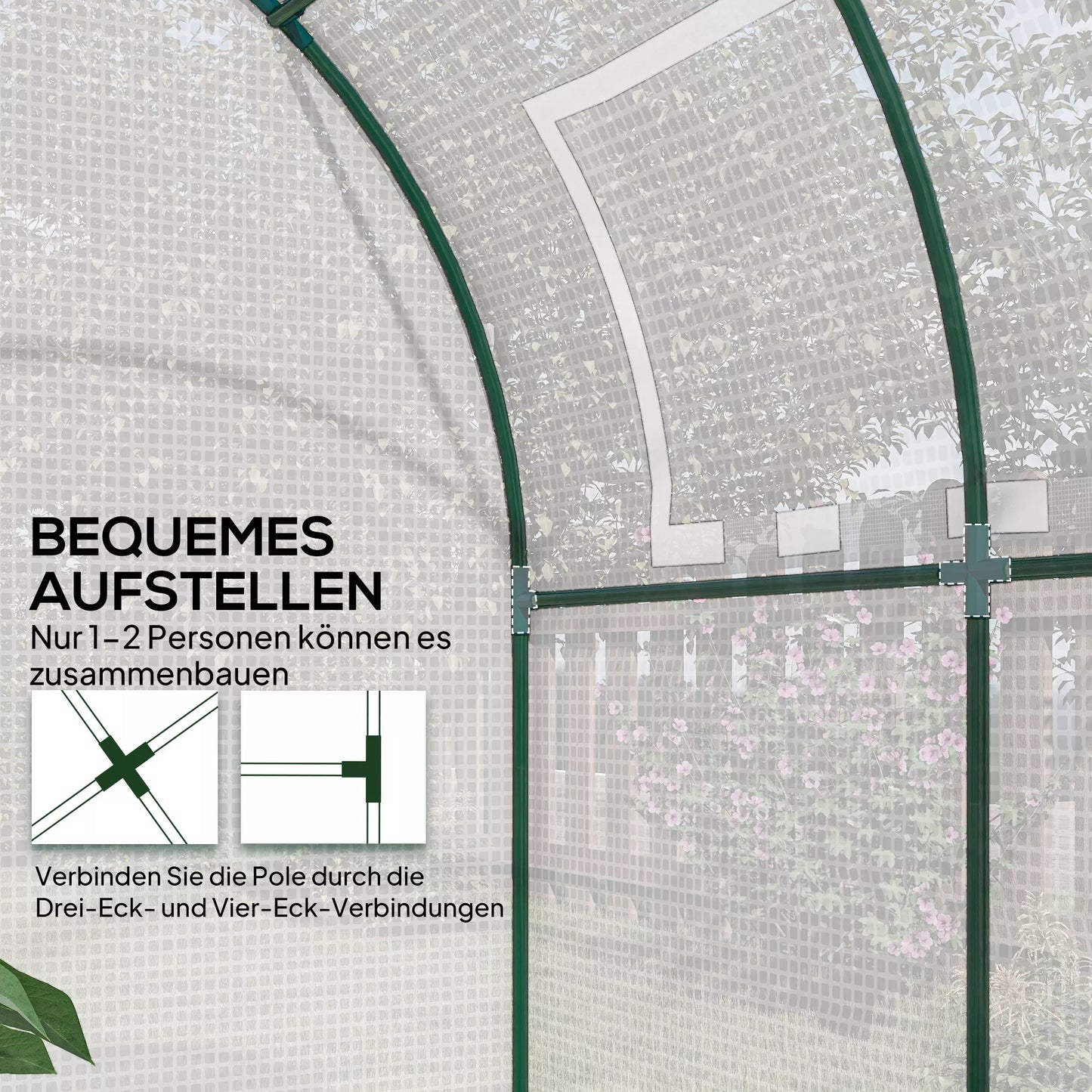 Šiltnamis, nešiojamas augalų namelis su plieniniu rėmu, plastikas, 143x73x195 cm, baltas