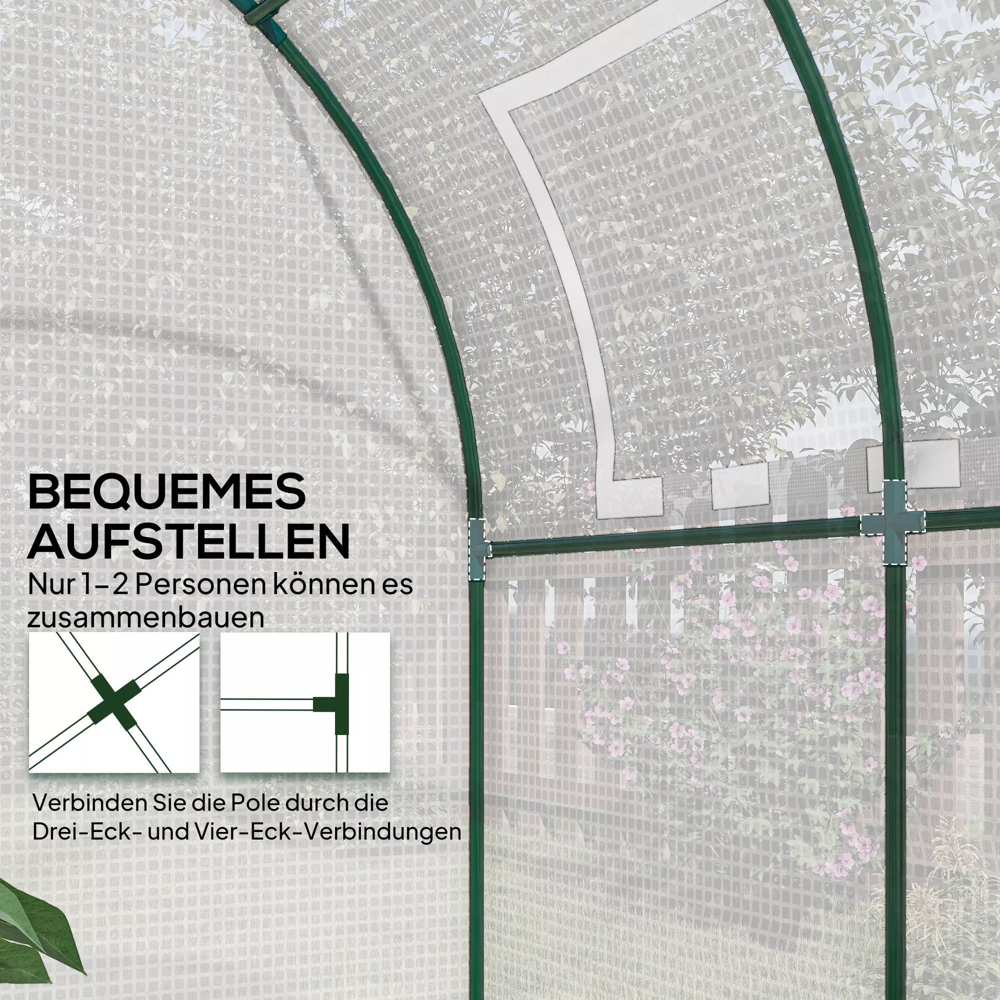 Šiltnamis, nešiojamas augalų namelis su plieniniu rėmu, plastikas, 143x73x195 cm, baltas