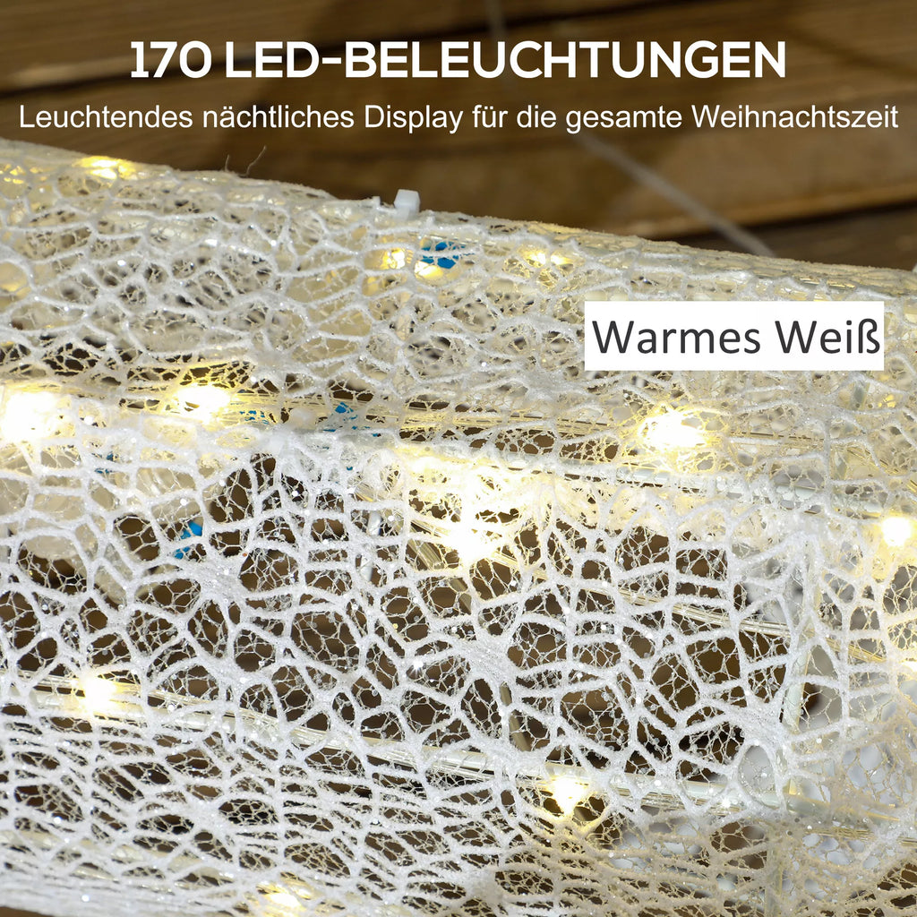 LED Kalėdinė dekoracija, šviečiantis elnias ir rogės, 170 lempučių, 50 x 29 x 42 cm