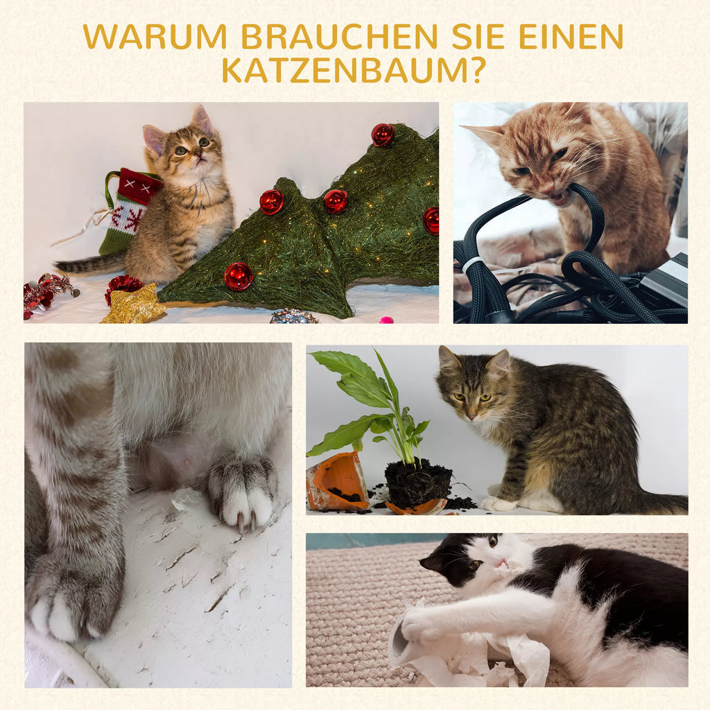 Kratzbaum 46 cm Mažas kačių bokštelis su urvu, žaisliniu kamuoliuku, sizaliniu virve, pakelta platforma, kačių braižymo medis, laipiojimo medis, skirtas katėms iki 4 kg, tamsiai pilkos spalvos
