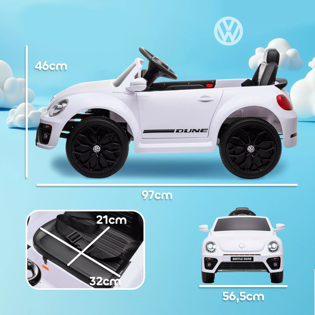 Vaikiškas elektromobilis Volkswagen VW Beetle 3-5 metų vaikams, baltas