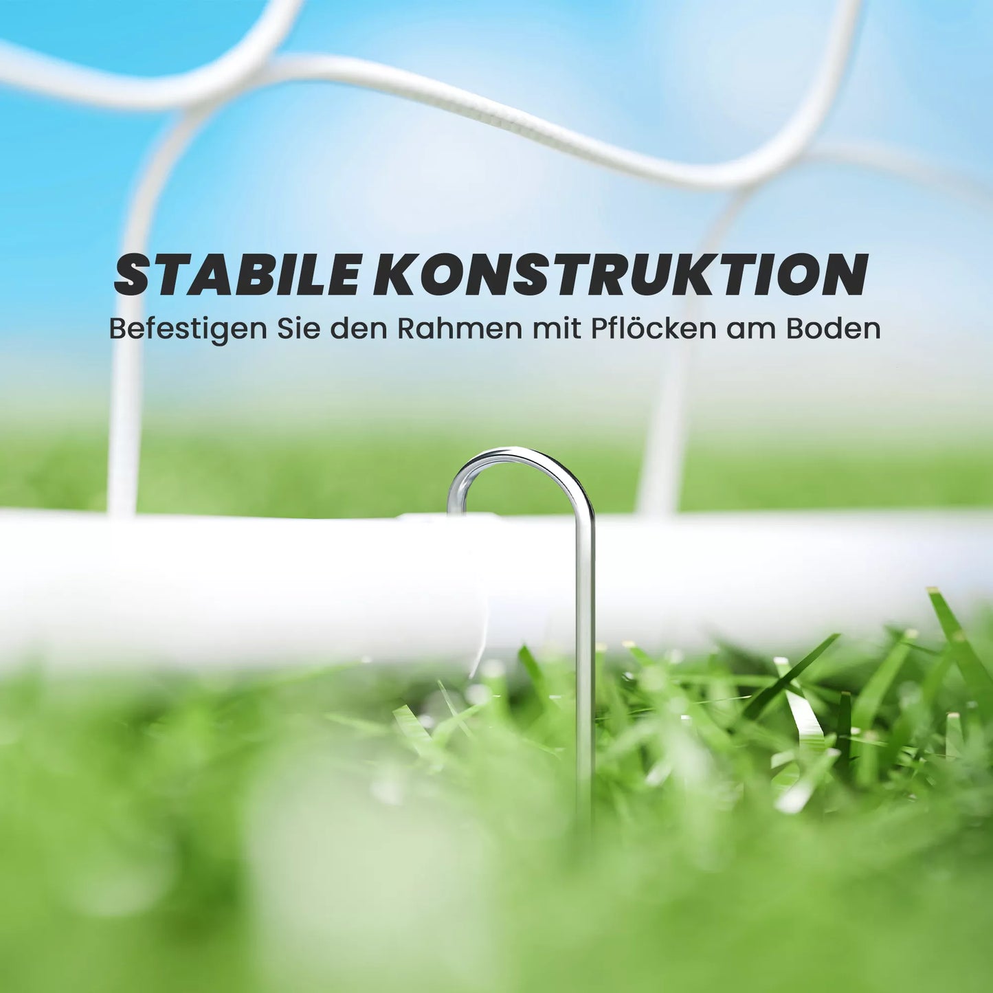 Vaikų futbolo vartai, tikslo žymėjimas, amortizuojantys įdėklai, sodas, 186 x 123 cm, balti