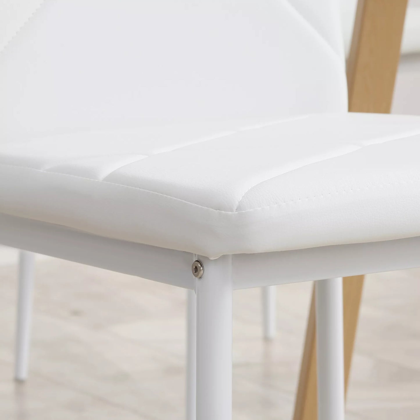 4 kėdžių komplektas, valgomojo kėdės, virtuvės kėdės, 41 cm x 50 cm x 97 cm, baltos