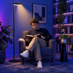 Toršeras, 42 W LED, 3 spalvų temperatūros, reguliuojama žiedo formos galvutė, juodas