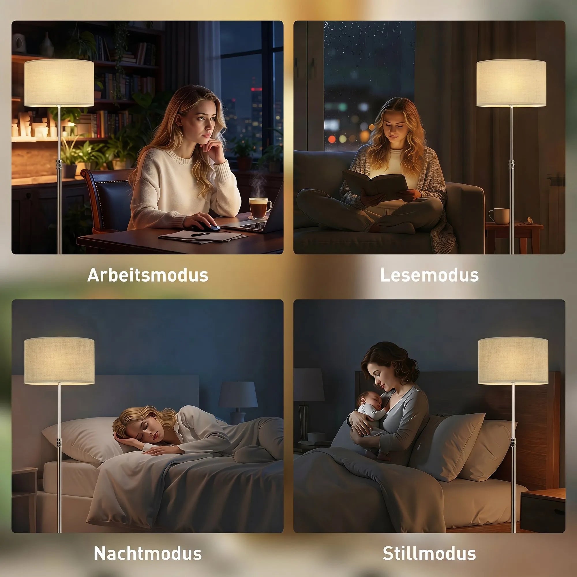 Toršero panaudojimo scenarijai: darbas, skaitymas, miegas ir maitinimas