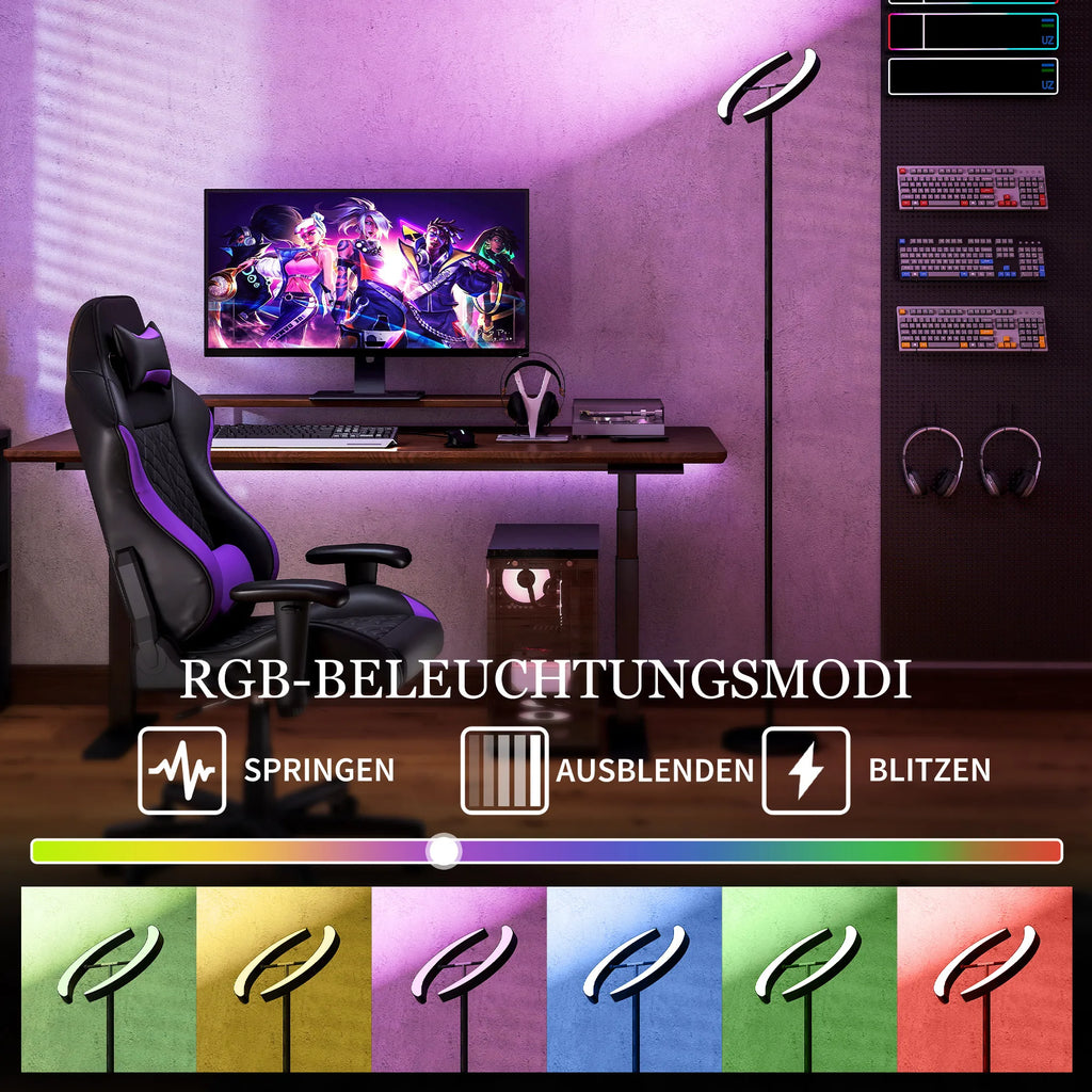 Toršeras su RGB apšvietimu, reguliuojamas, juodas