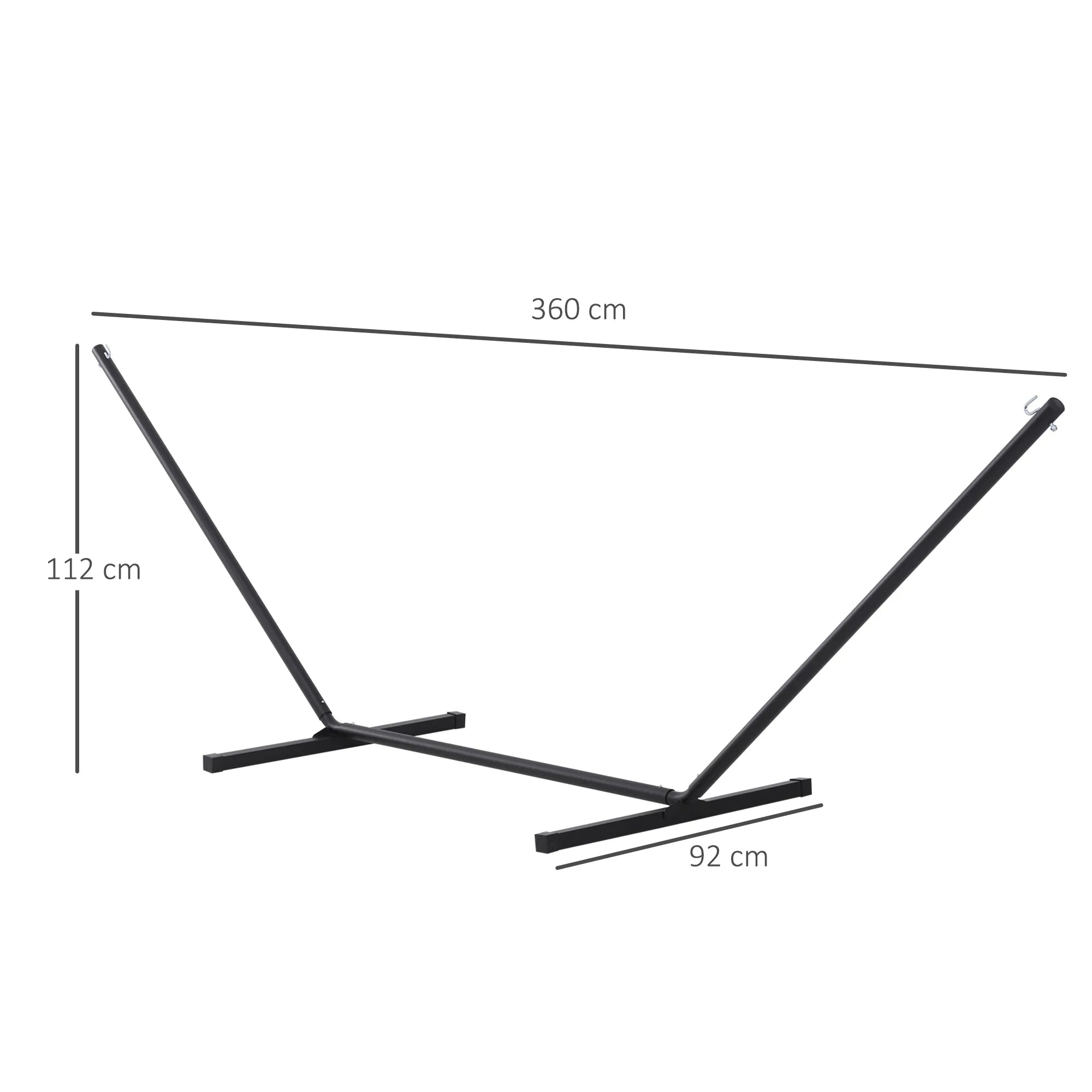 Hamako stovas hamakams Hamako stovas su kabliais Sodas Paplūdimys Metalas 360 x 92 x 112 cm iki 120 kg