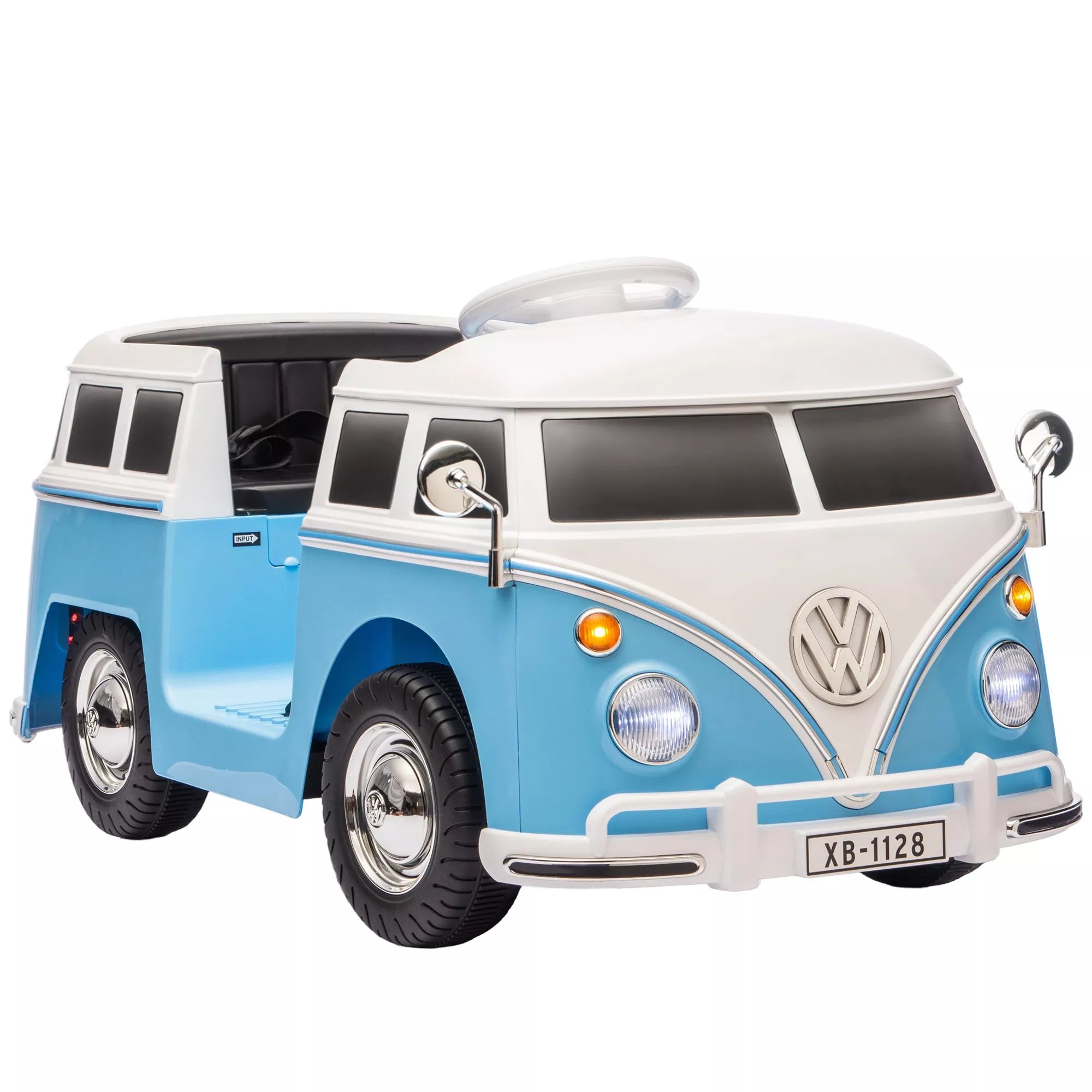 Vaikų elektrinis automobilis, 12 V vaikų transporto priemonė su MP3, dvigubu varikliu, elektrine transporto priemone su signaline, švelniu paleidimu, 89 x 49 x 41,5 cm, mėlyna