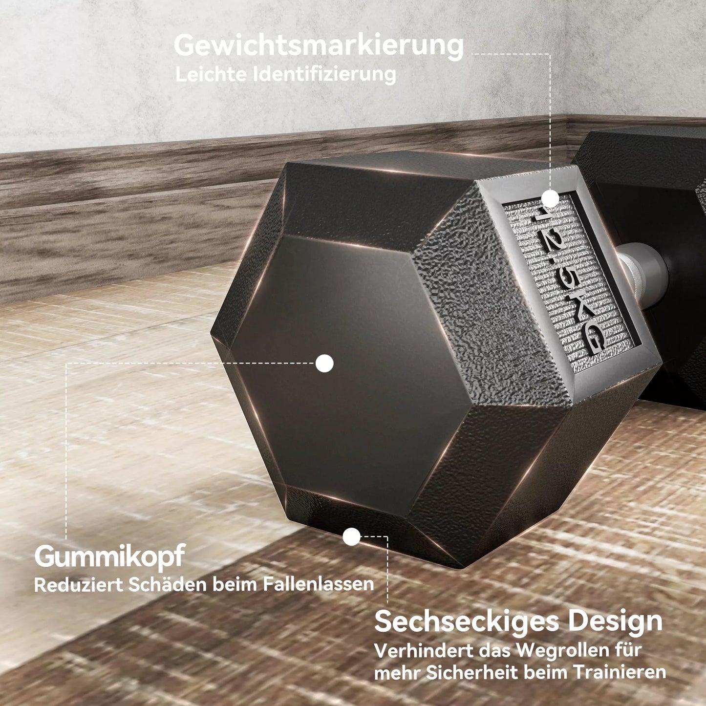 Hanteliai su rifliuota rankena, ketaus hantelis, 2 x 12,5 kg namams, sporto salei, jėgos treniruotėms