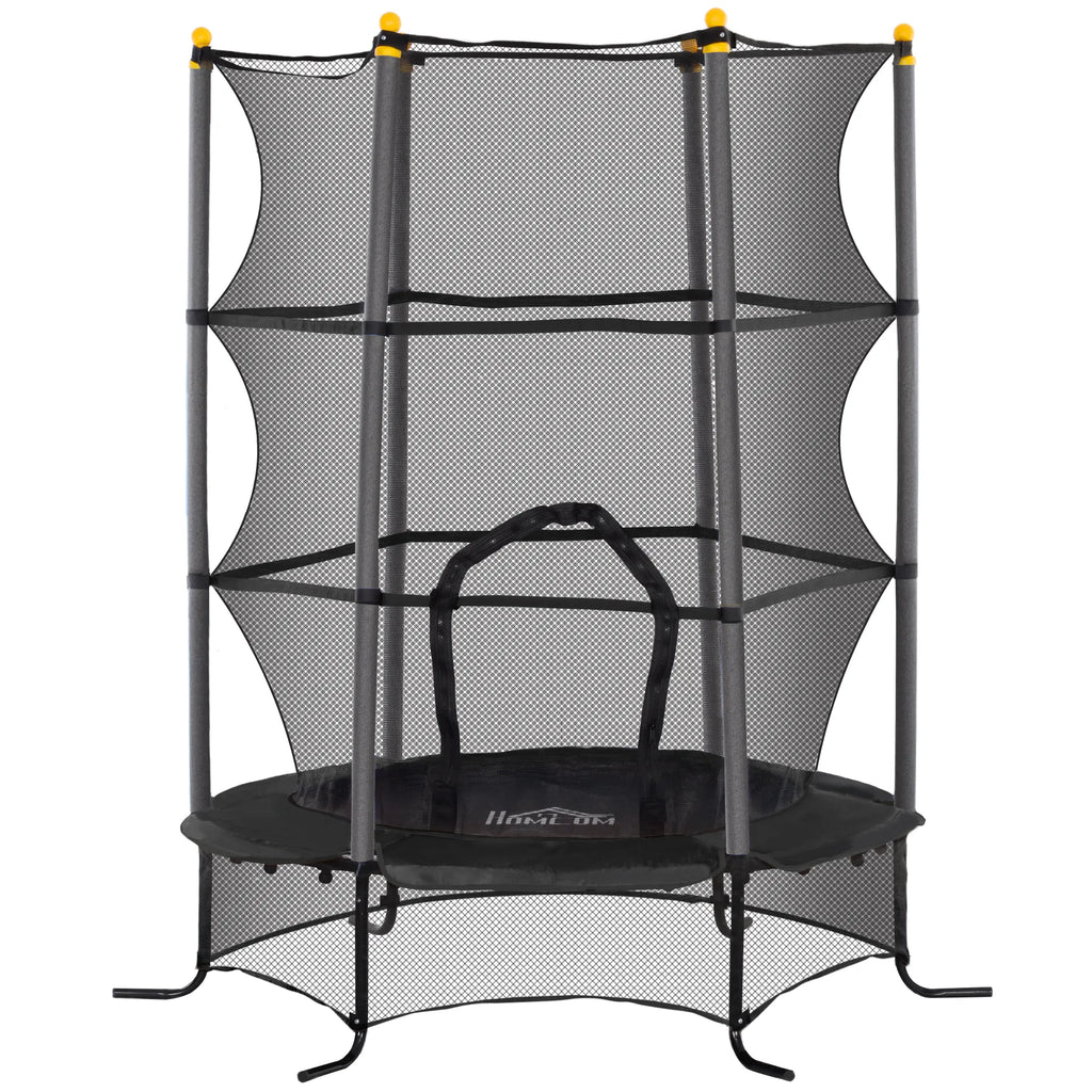 Trampolinas vaikams, Ø163 cm, su apsauginiu tinklu, vidaus ir lauko naudojimui, apkrova iki 50 kg, plienas, plastikas, juodas