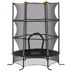 Trampolinas vaikams, Ø163 cm, su apsauginiu tinklu, vidaus ir lauko naudojimui, apkrova iki 50 kg, plienas, plastikas, juodas