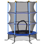 Trampolinas vaikams, Ø163 cm, su apsauginiu tinklu, vidaus ir lauko naudojimui, apkrova iki 50 kg, plienas, plastikas, mėlynas