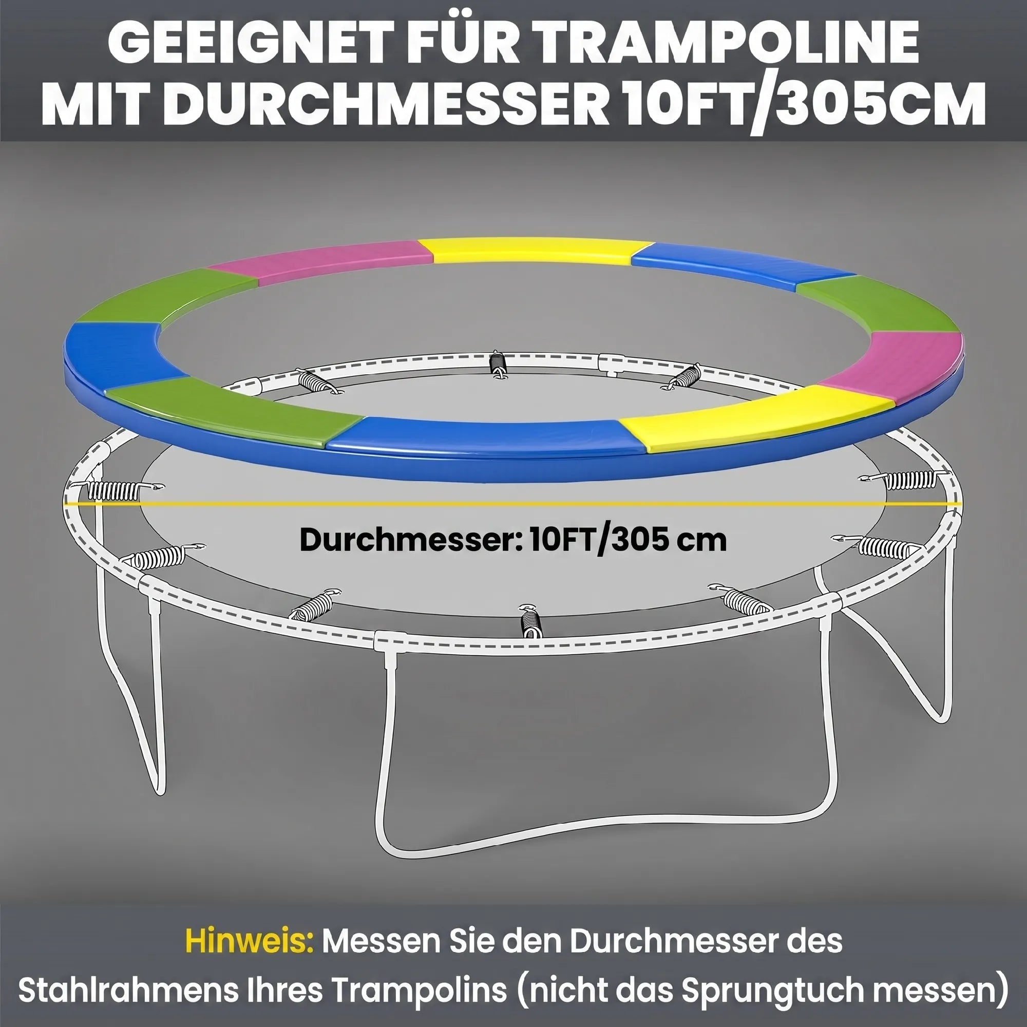 Trampolino kraštų apsauga 305 cm, spalvota