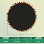 Trampolino šokinėjimo kilimėlis 3,66 m, 72 V-žiedai, oranžinis