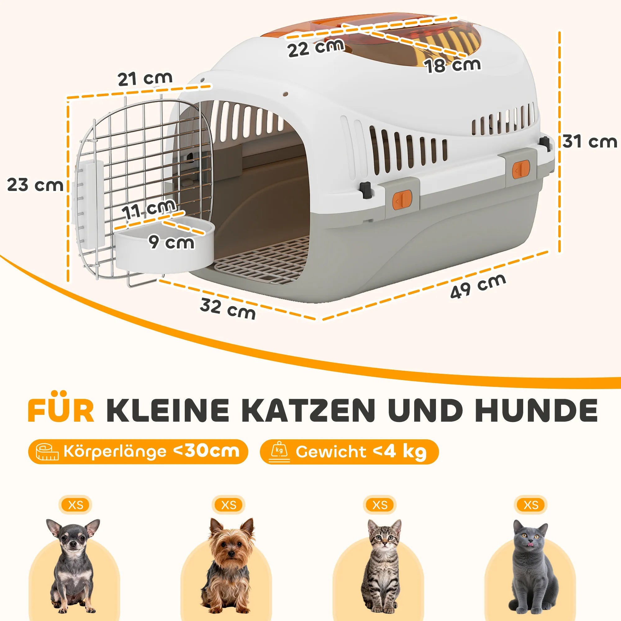 Transportavimo dėžė gyvūnams plastikine konstrukcija 49x32x31 cm pilka