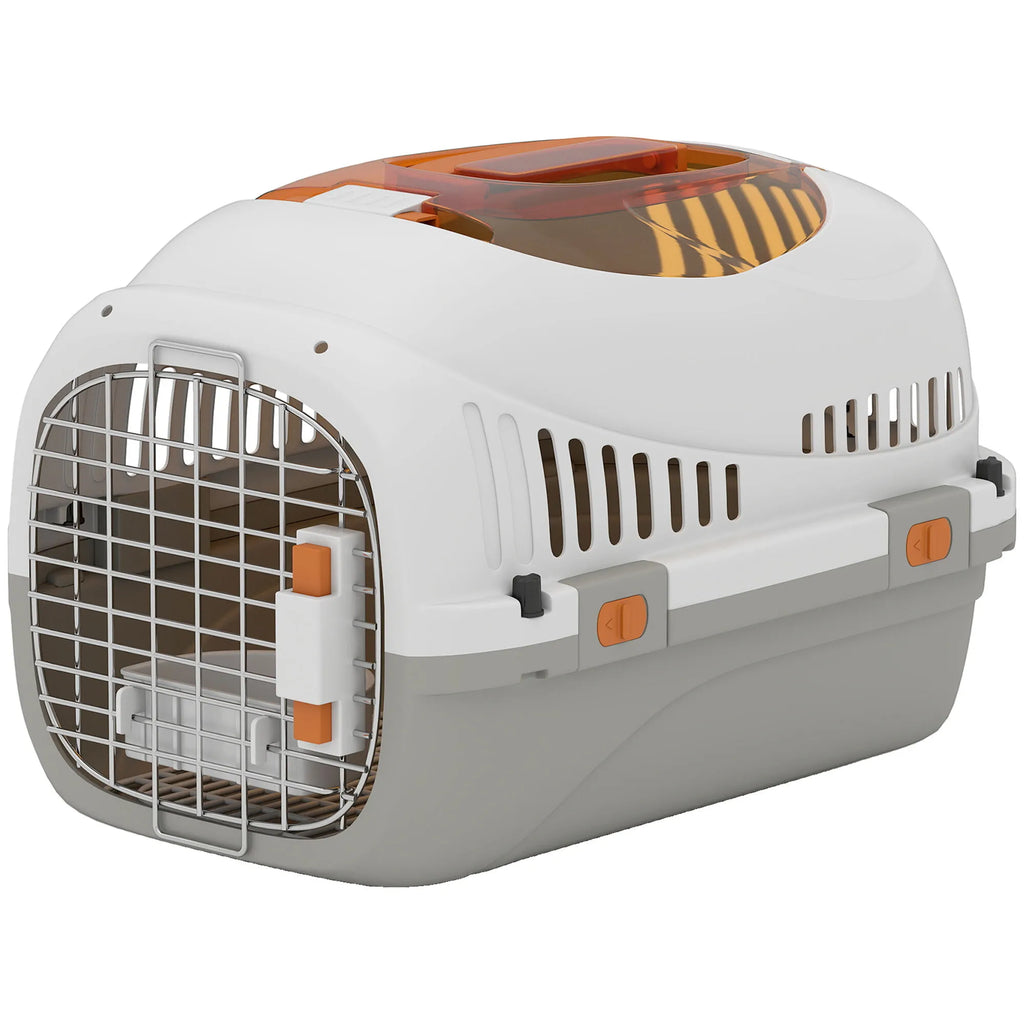Transportavimo dėžė gyvūnams plastikine konstrukcija 49x32x31 cm pilka