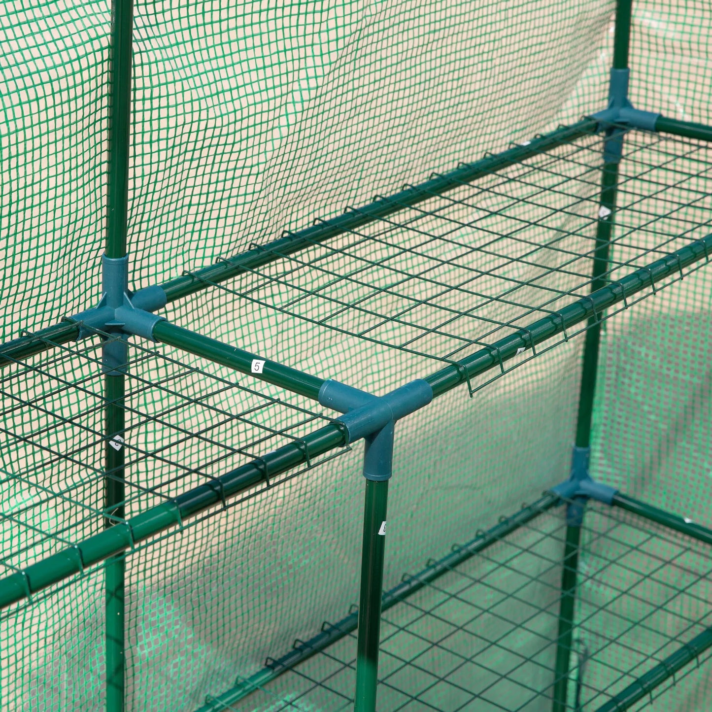 Outsunny Praeinamas šiltnamis su 8 lentynų eilėmis, Pomidorų šiltnamis, Sodo šiltnamis su durimis, Žalias, Plienas, PE plastikas, 214 x 143 x 195 cm