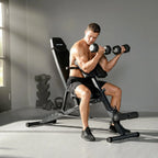 Treniruočių suoliukas reguliuojamas sulankstomas, iki 150 kg, juodas