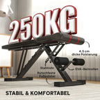 Treniruočių suoliukas, sulankstomas, reguliuojamas, iki 250 kg, juodas