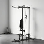 Treniruoklis jėgos stotis su lynų traukos sistema, iki 110 kg, juodas
