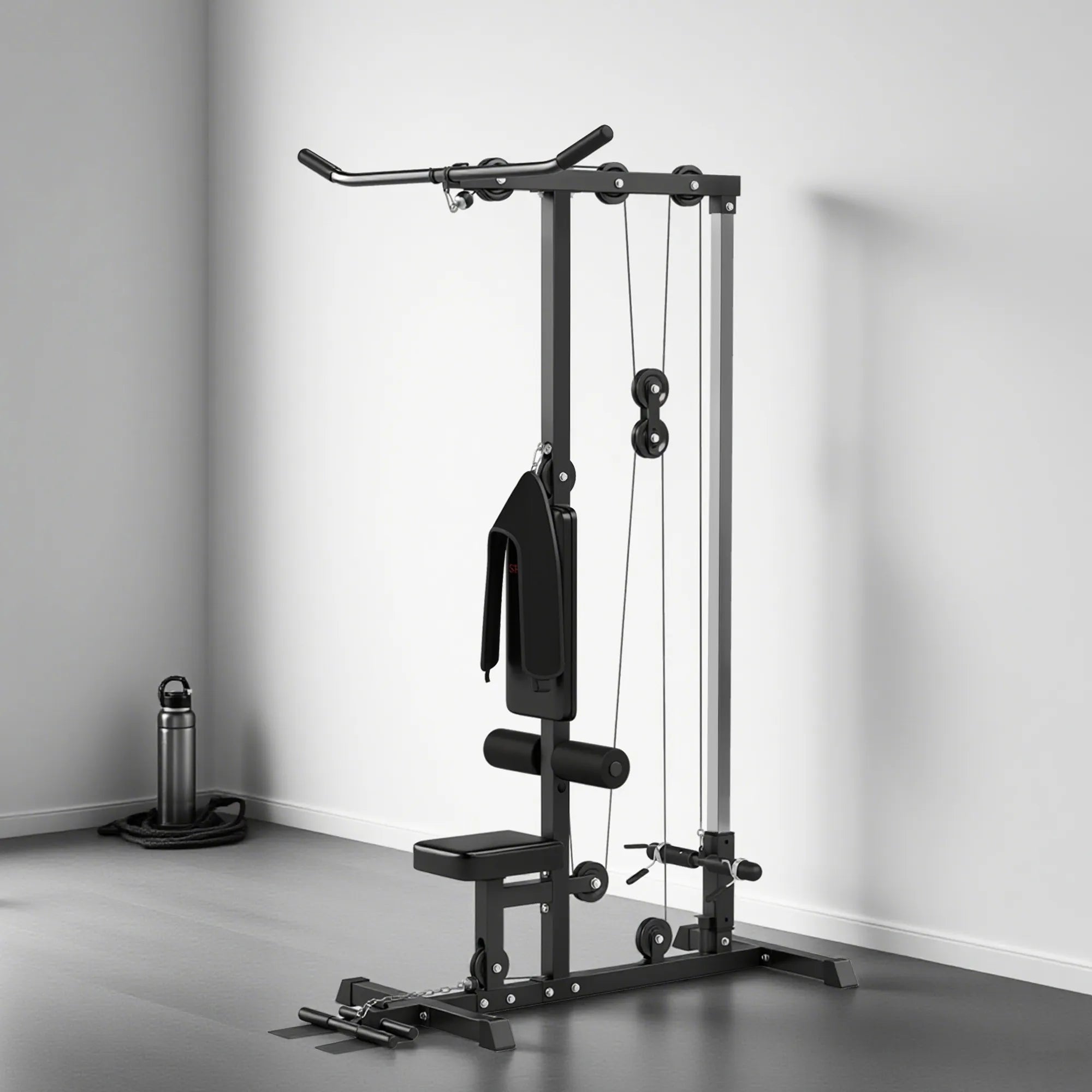 Treniruoklis jėgos stotis su lynų traukos sistema, iki 110 kg, juodas