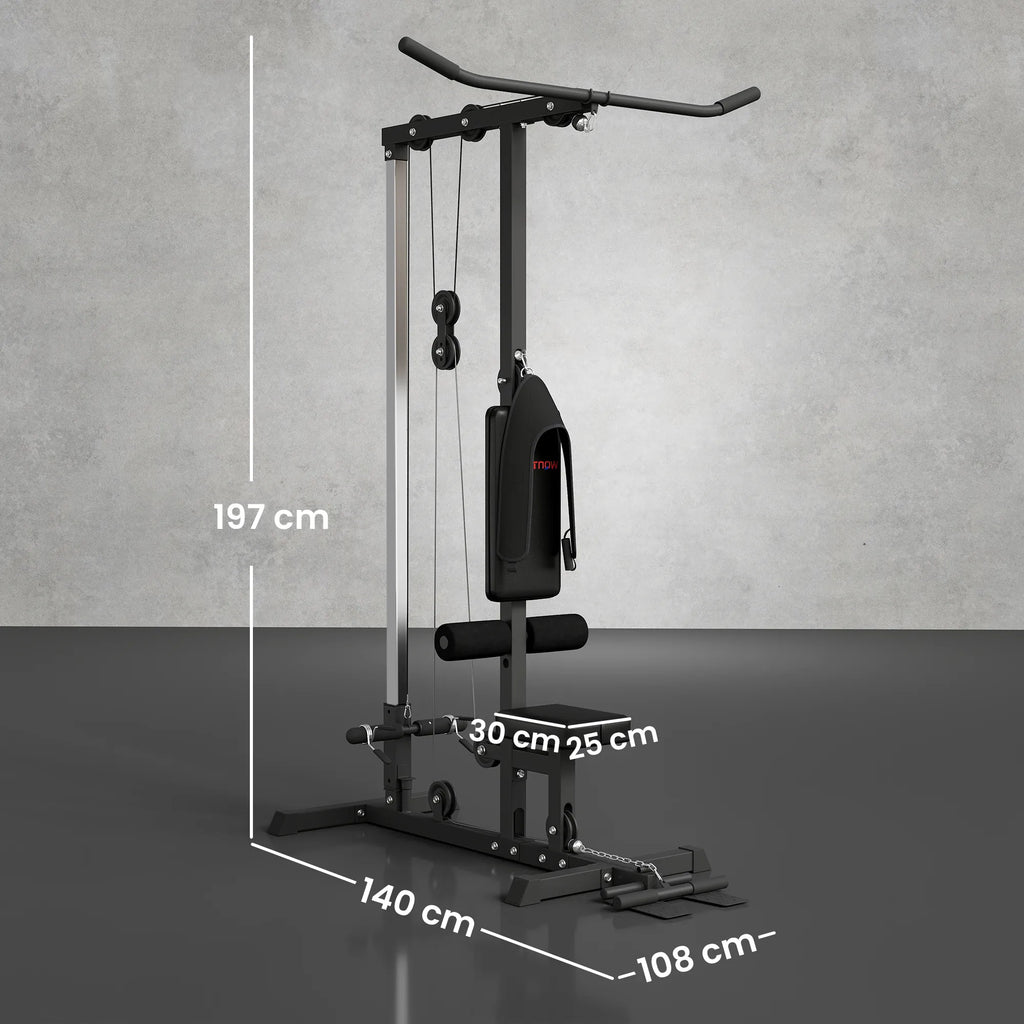 Treniruoklis jėgos stotis su lynų traukos sistema, iki 110 kg, juodas