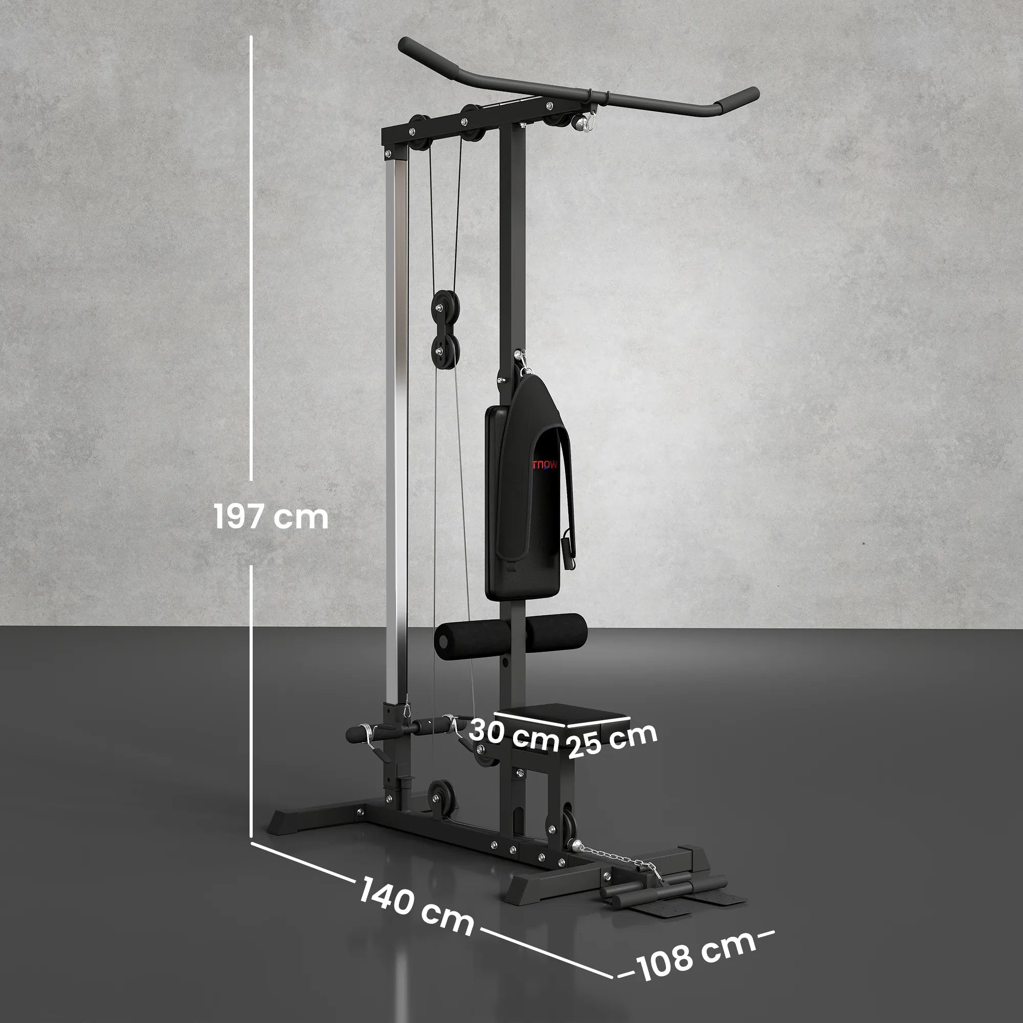 Treniruoklis jėgos stotis su lynų traukos sistema, iki 110 kg, juodas