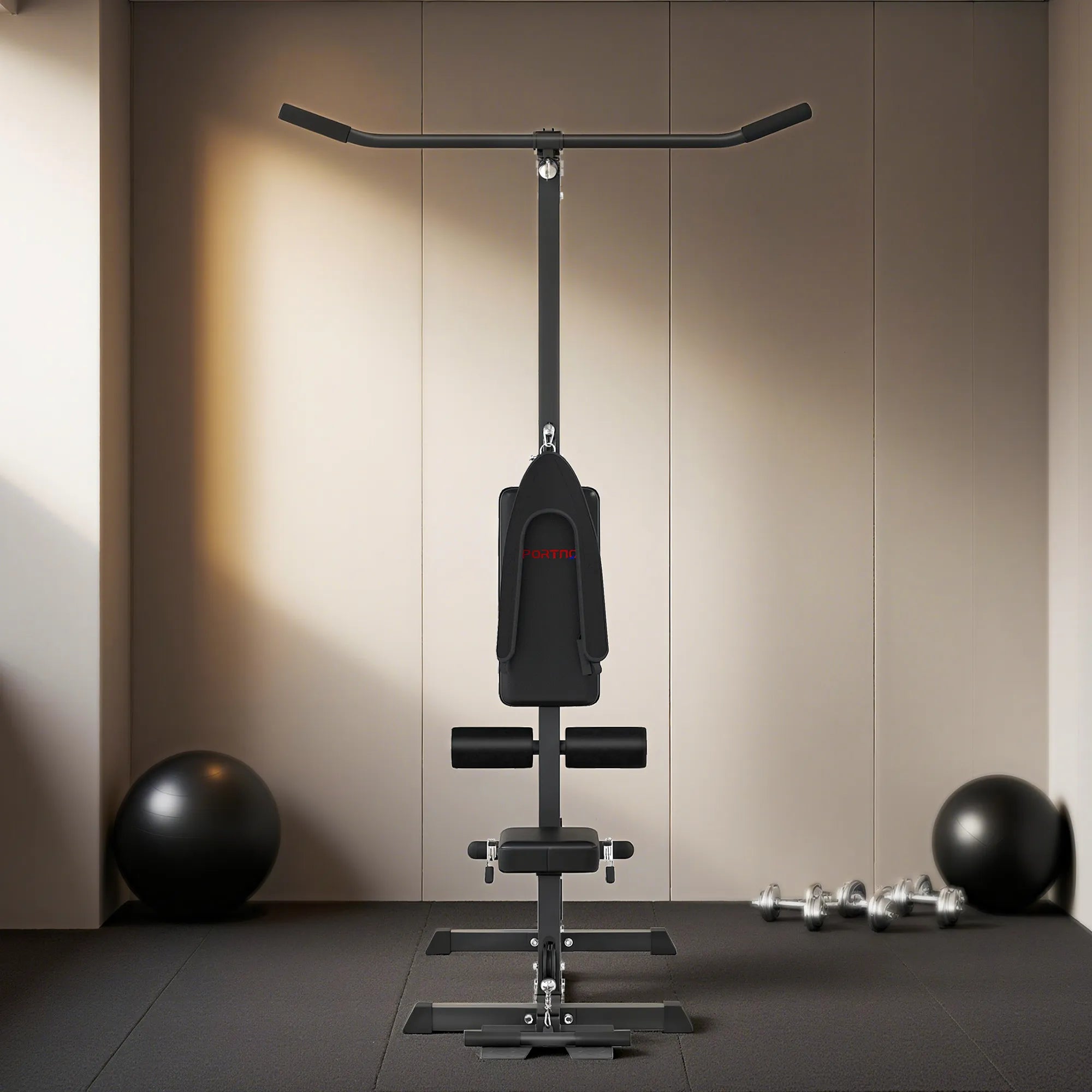 Treniruoklis jėgos stotis su lynų traukos sistema, iki 110 kg, juodas